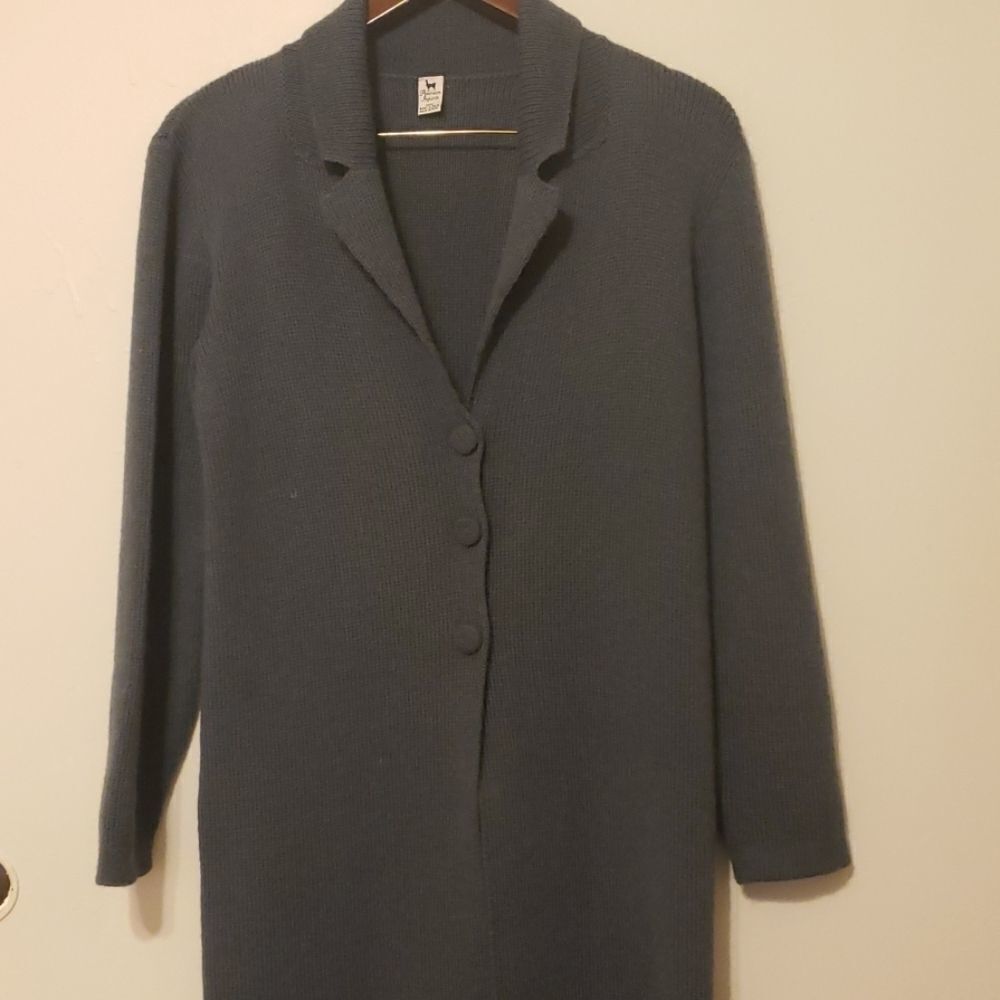 Peruvian Imports baby alpaca‎ long cardigan size medium.